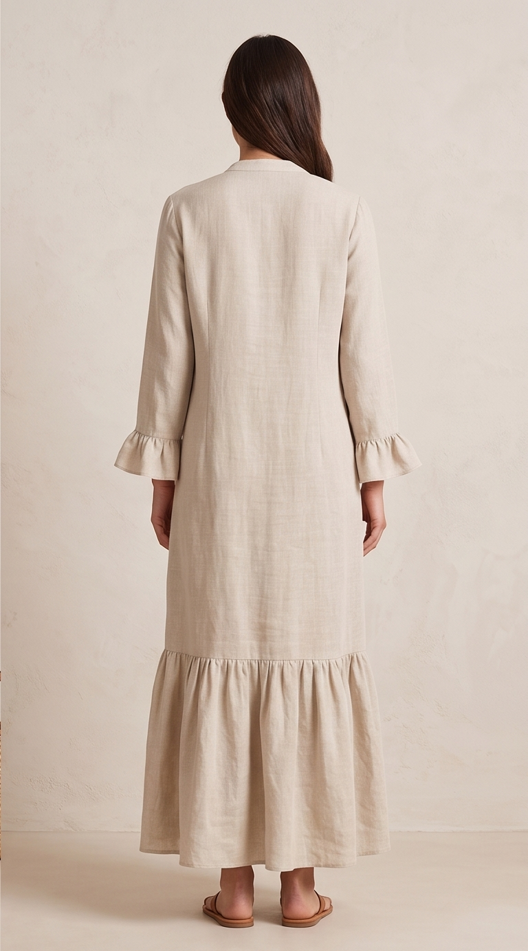 Linen Cascading Ruffle Tiered Maxi Dress