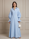 The Statement Sleeve Button-Front Maxi Dress