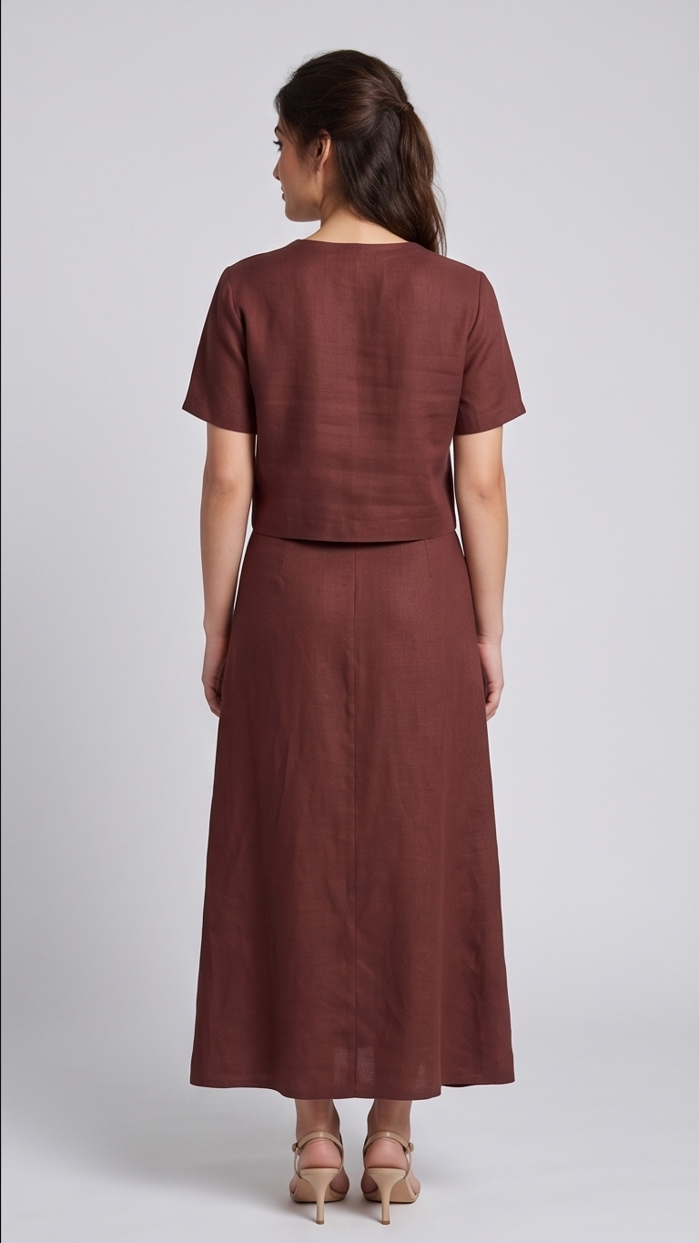 Short Sleeve Boxy Tee and Asymmetrical Wrap Maxi Skirt