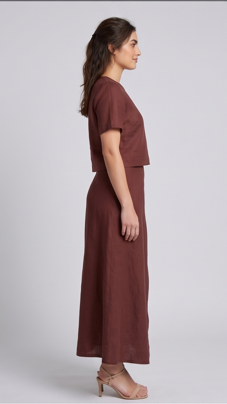 Short Sleeve Boxy Tee and Asymmetrical Wrap Maxi Skirt