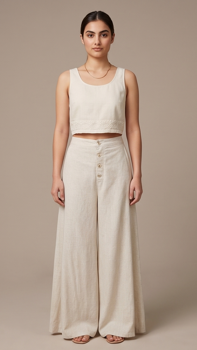 Effortless Wide-Leg Trouser & Crop Top Co-Ord Set