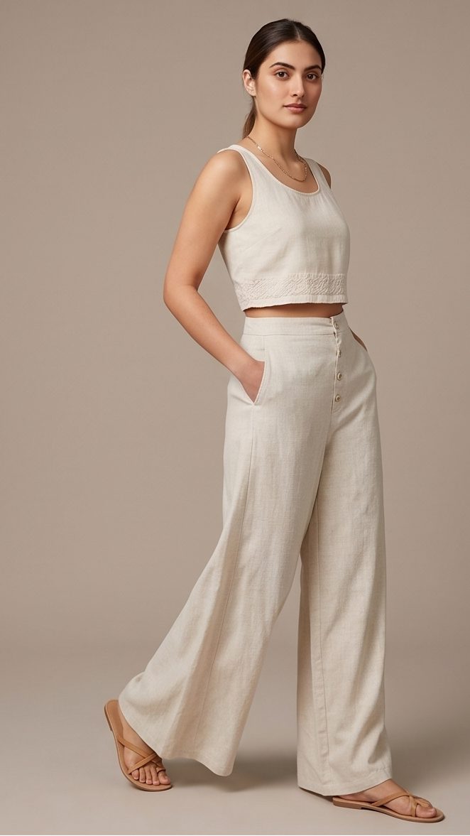 Effortless Wide-Leg Trouser & Crop Top Co-Ord Set