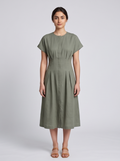 The Classic Tailored Pleated Midi Dress