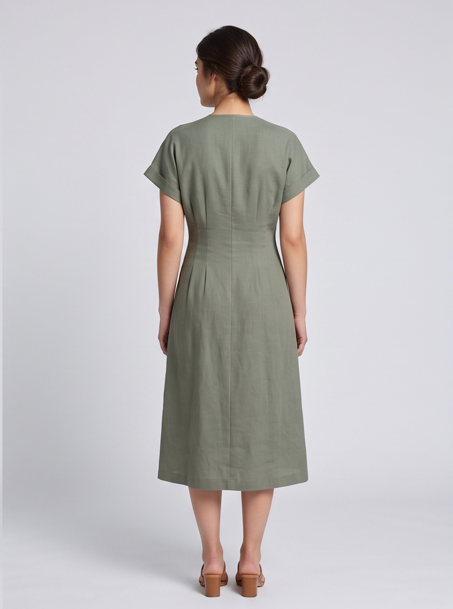 The Classic Tailored Pleated Midi Dress