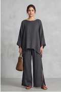 Bohemian Breeze Asymmetrical Hem Top & Slit Trouser Set