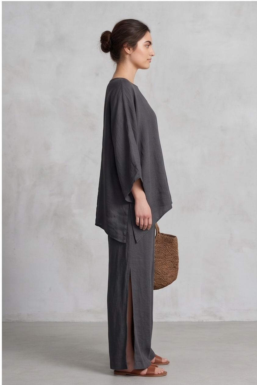 Bohemian Breeze Asymmetrical Hem Top & Slit Trouser Set