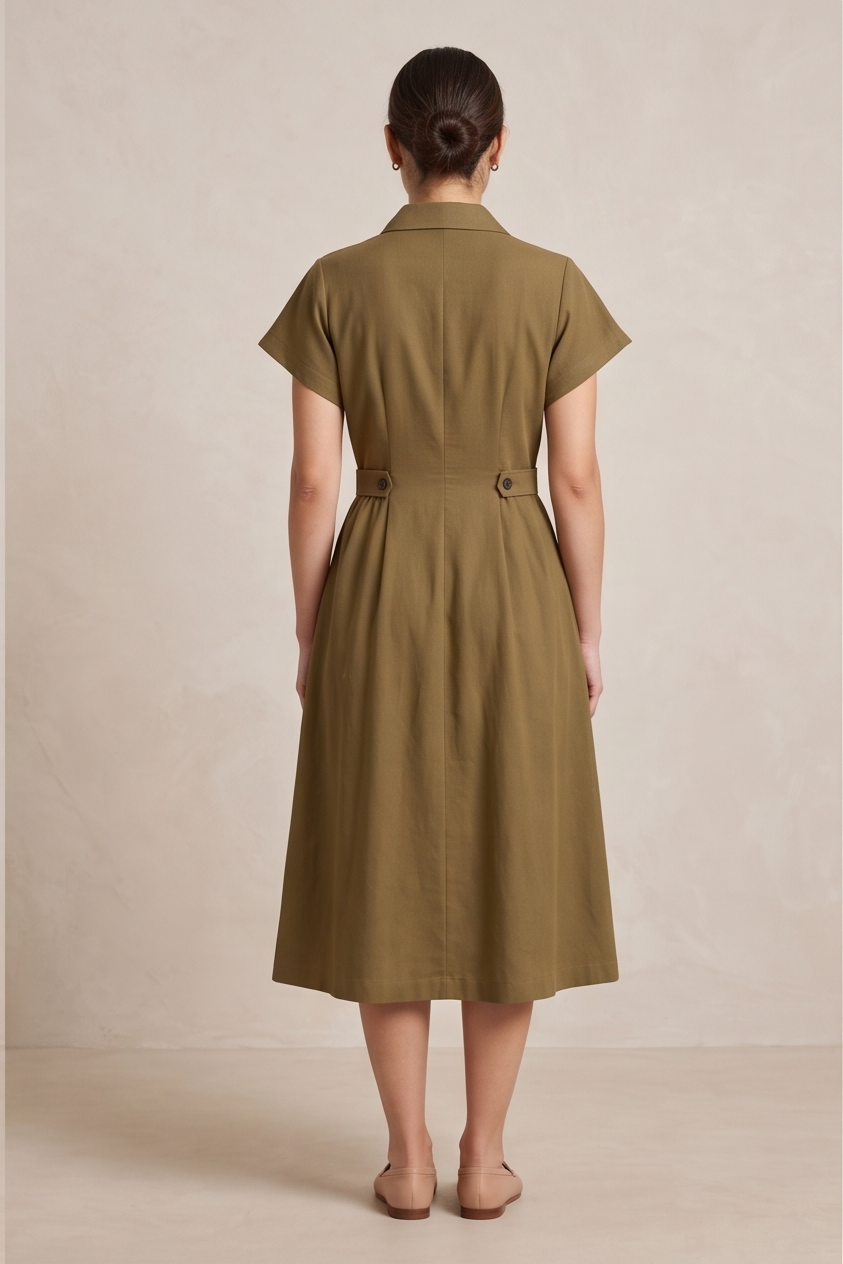 The Classic Tailored Midi Shirt Dress