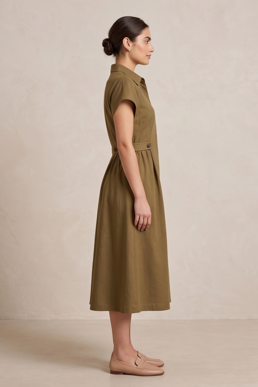 The Classic Tailored Midi Shirt Dress