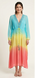 Sunset Mirage Ombre Sheer Beach Cover-Up Maxi Dress