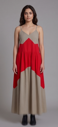 Two-Tone Open-Back Maxi Dress