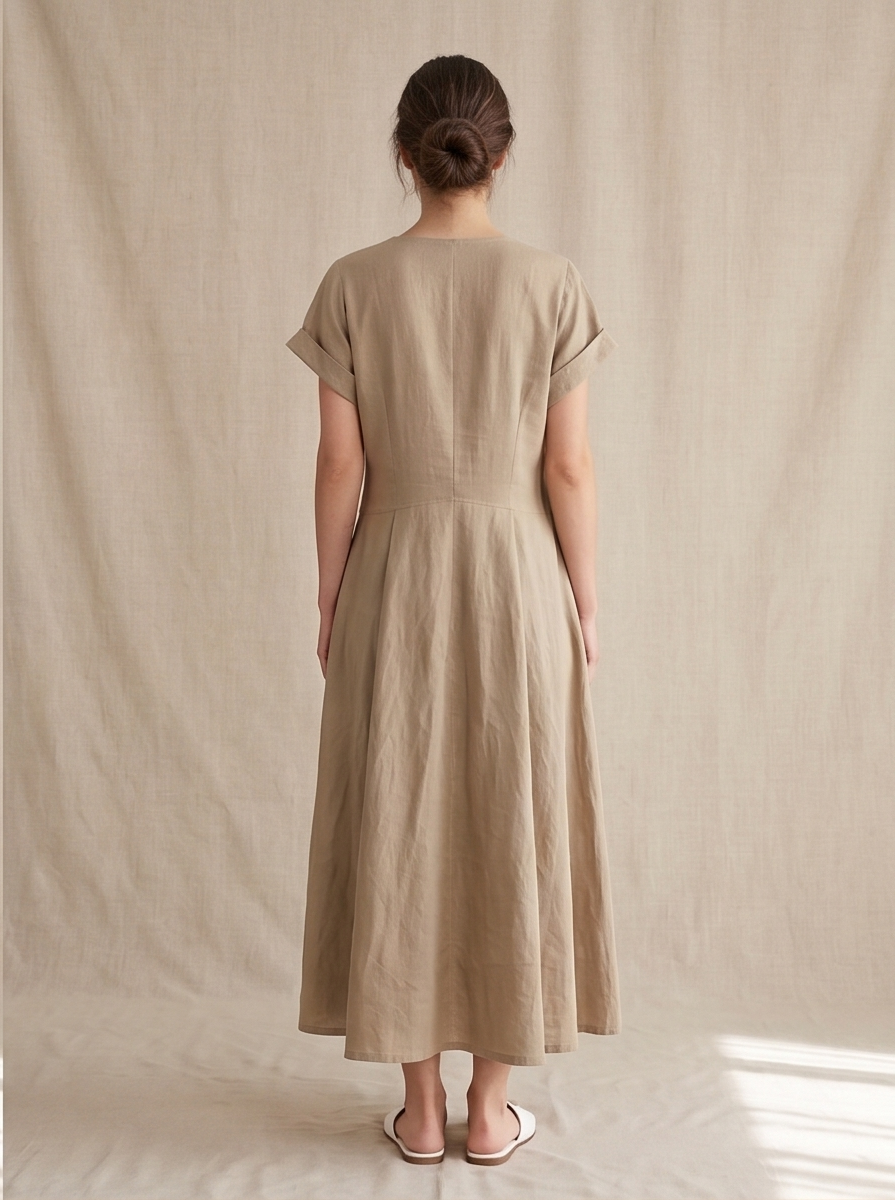 Asymmetrical Button-Front Maxi Dress