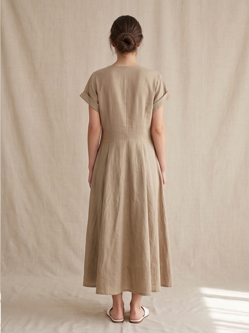 Asymmetrical Button-Front Maxi Dress