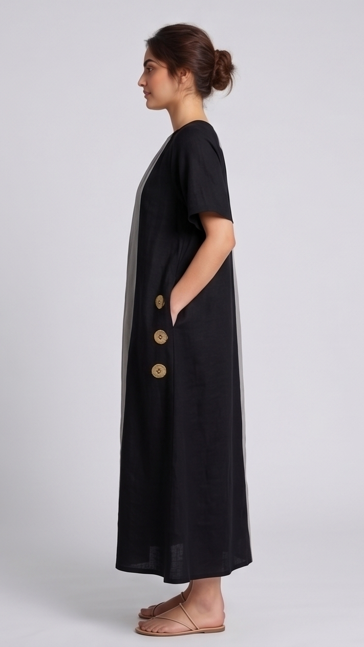 Two-Tone Color-Block Maxi Dress
