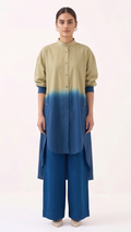 Ombré Dip-Dye High-Low Tunic & Wide-Leg Pants Co-ord Set