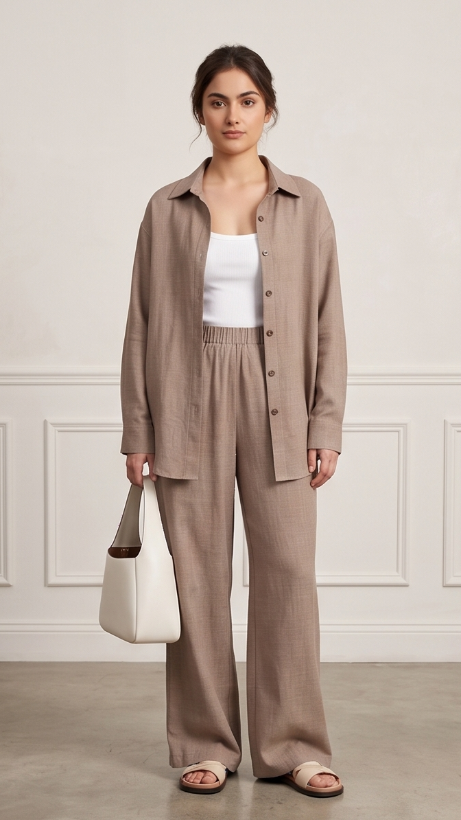 Taupe Relaxed-Fit Co-ord Set