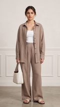 Taupe Relaxed-Fit Co-ord Set