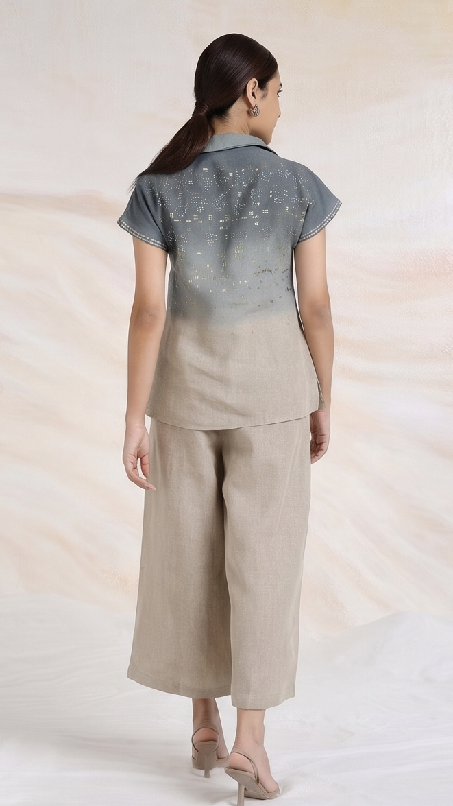 Ombre Slate & Sand Embroidered Co-ord Set