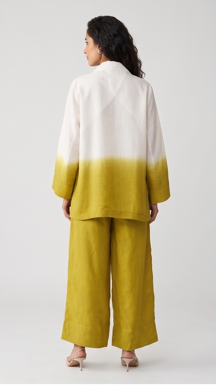 Lime & Ivory Dip-Dye Linen Co-Ord Set