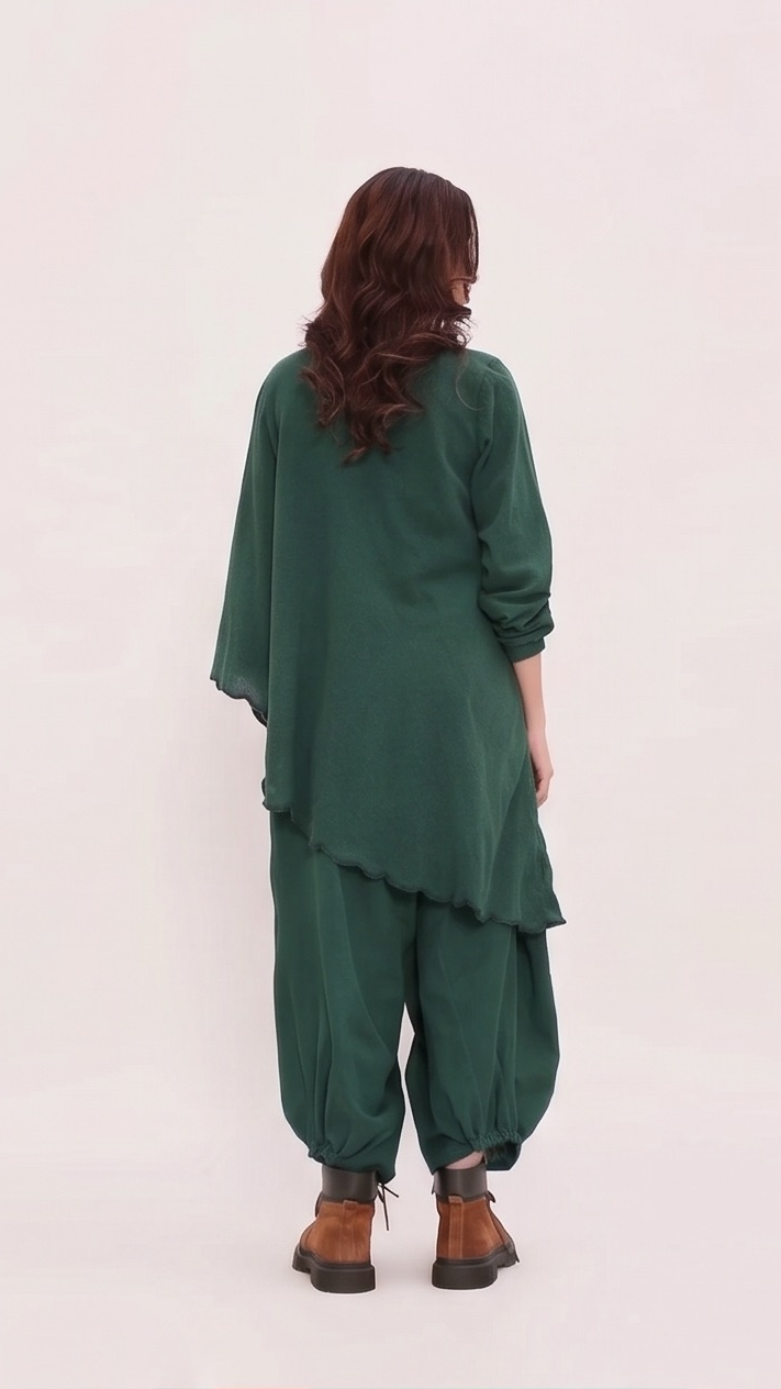 Person wearing a green outfit 