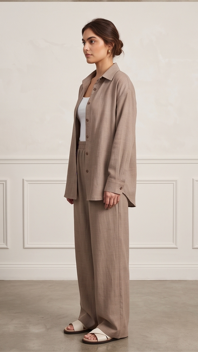 Taupe Relaxed-Fit Co-ord Set