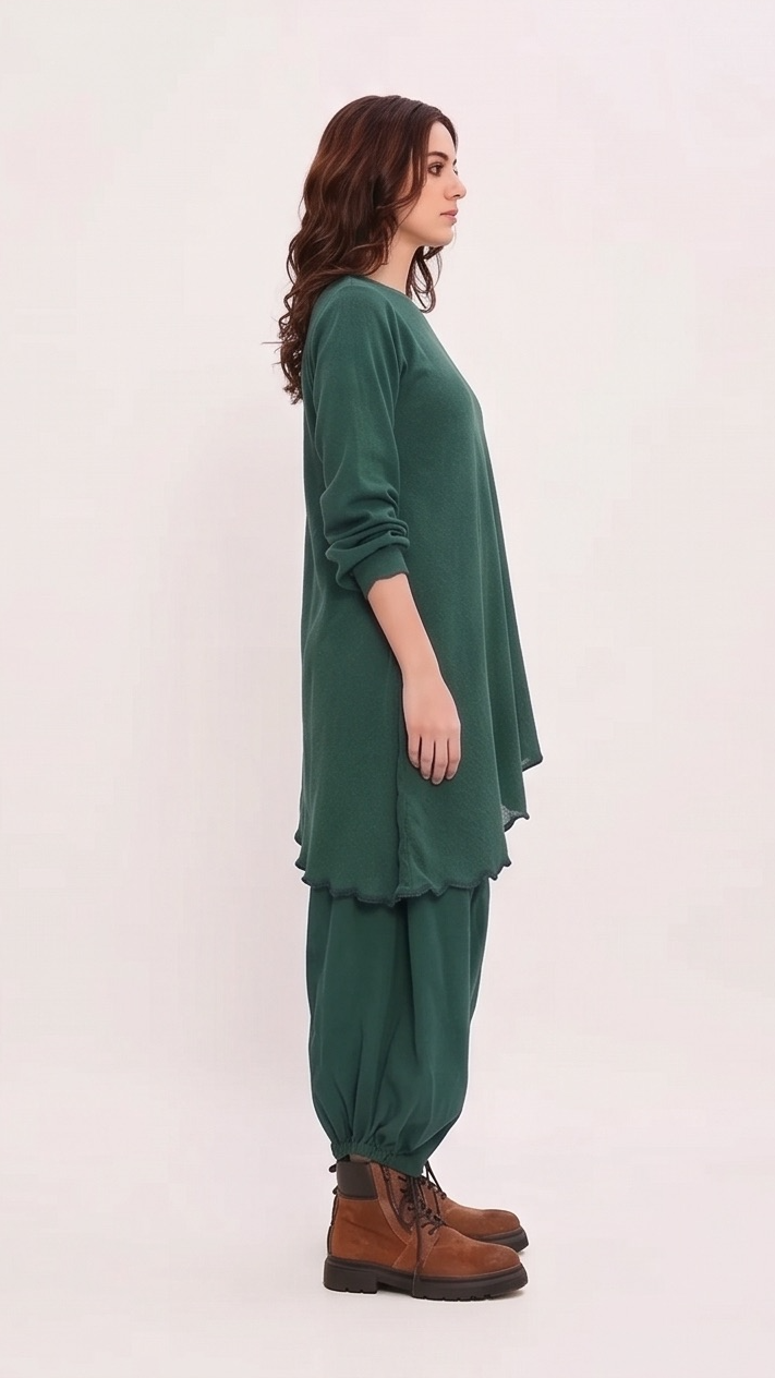 Woman wearing a green outfit
