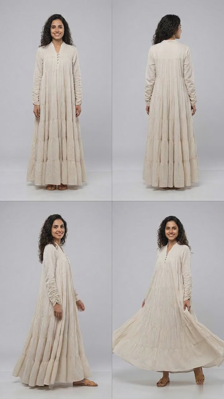 Majestic Linen-Blend Gown with Dramatic 10-Meter Flare