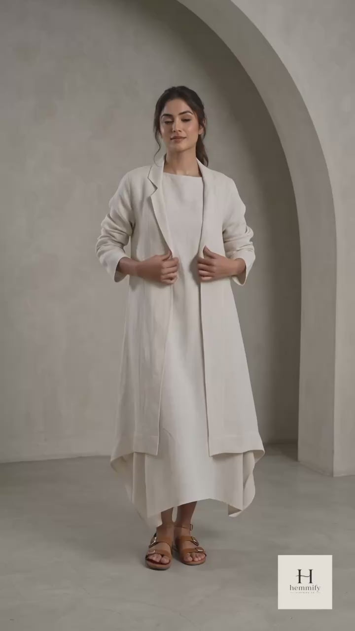 cream dress and jacket