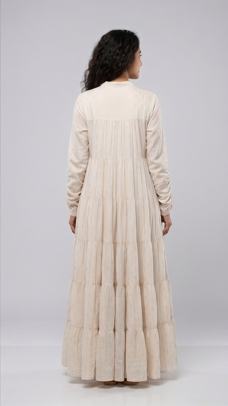 Majestic Linen-Blend Gown with Dramatic 10-Meter Flare